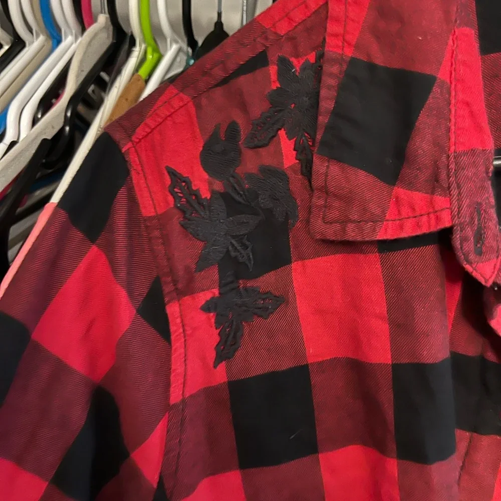 Red buffalo plaid blouse - Picture 2 of 3